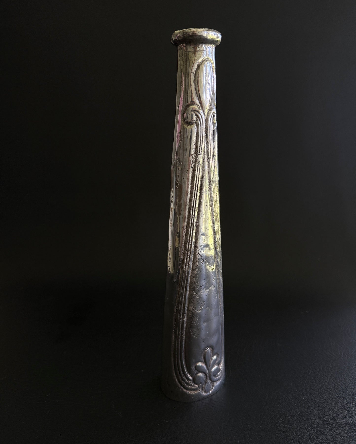 Antique Silver Bud Vase — 12" Tall — Heavy