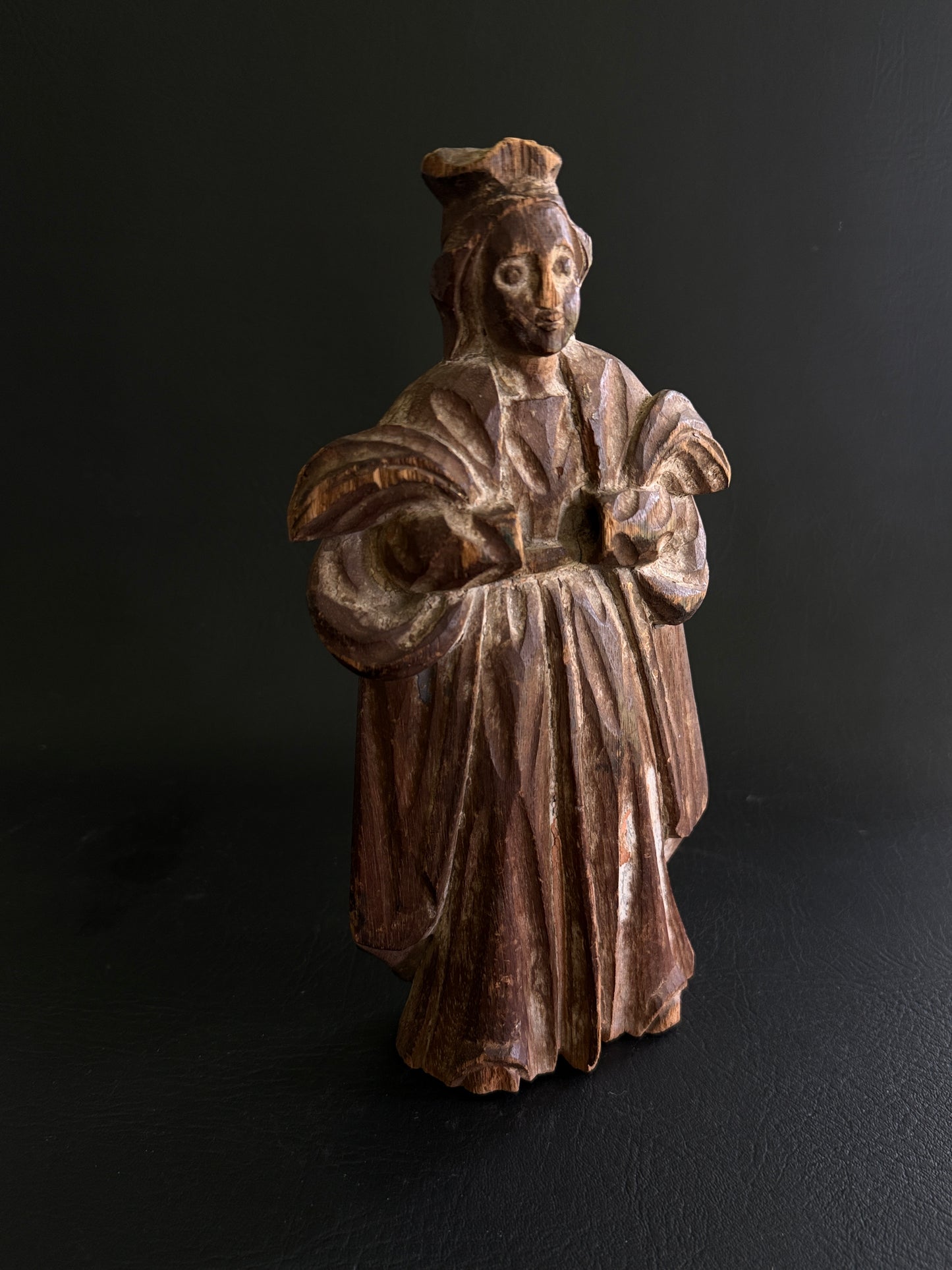 Antique Hand Carved Wood Santo Figure  Spanish Colonial or European Devotional | 18th or 19th Century