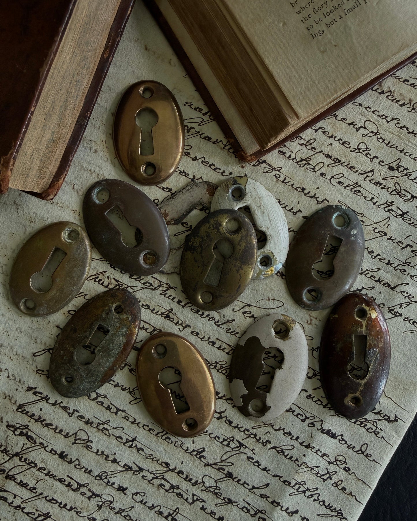 Curated Collection of Antique Brass & Metal Keyhole Escutcheons