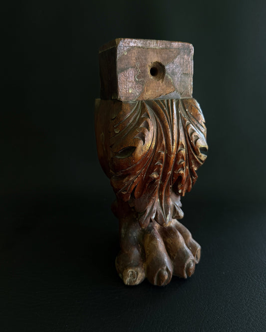 Antique Carved Wooden Lion Paw Furniture Fragment
