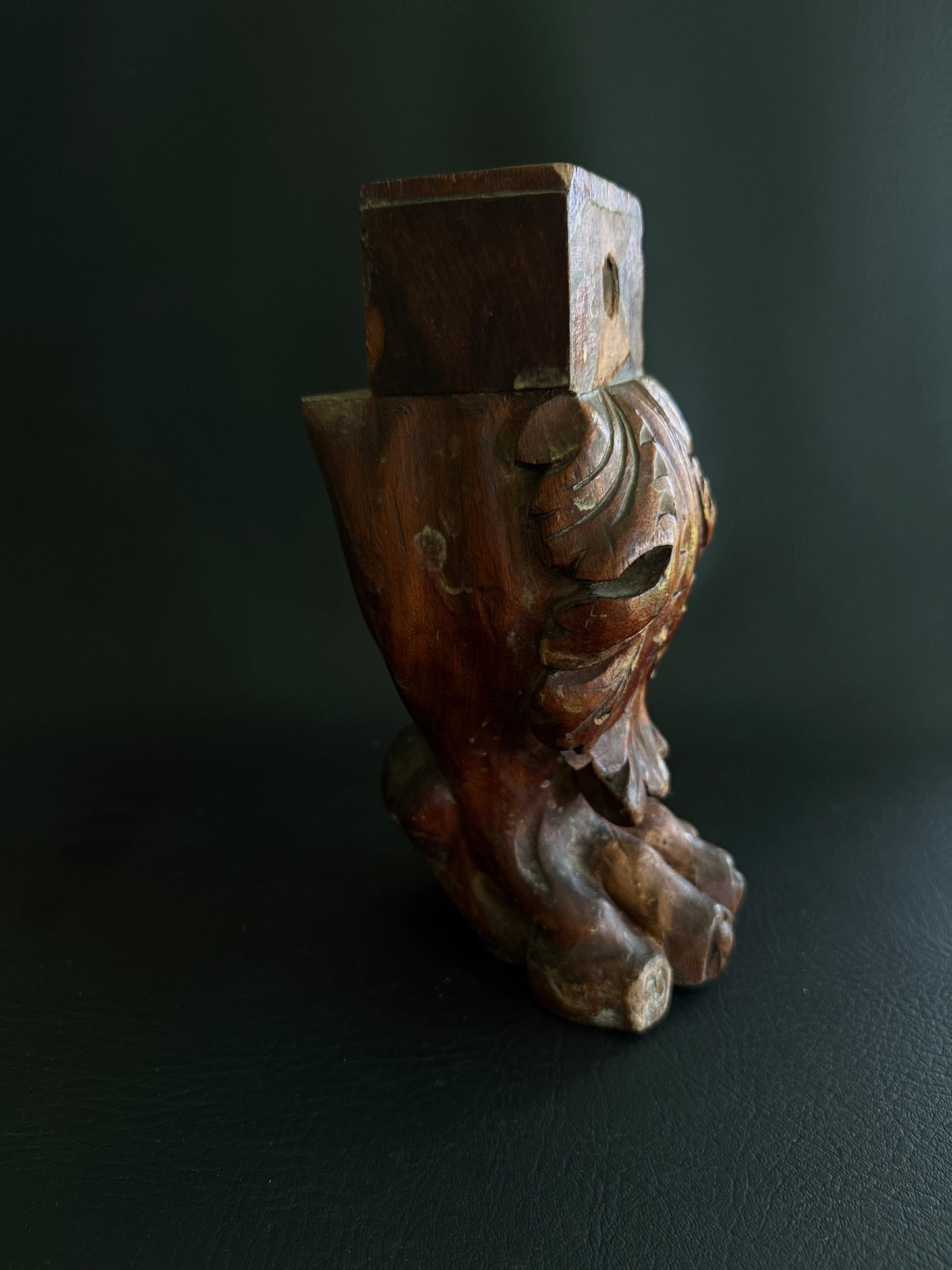 Antique Carved Wooden Lion Paw Furniture Fragment