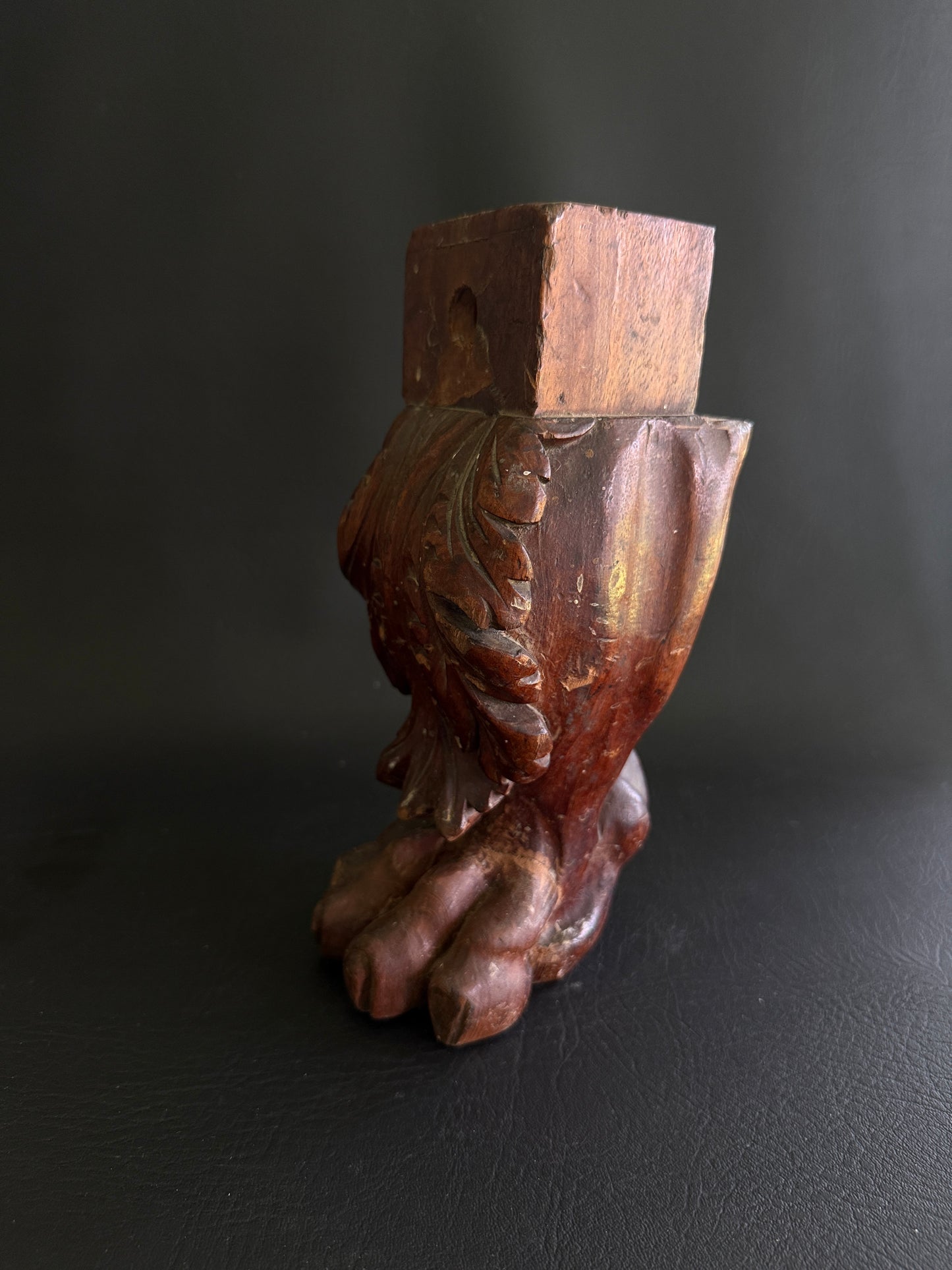 Antique Carved Wooden Lion Paw Furniture Fragment