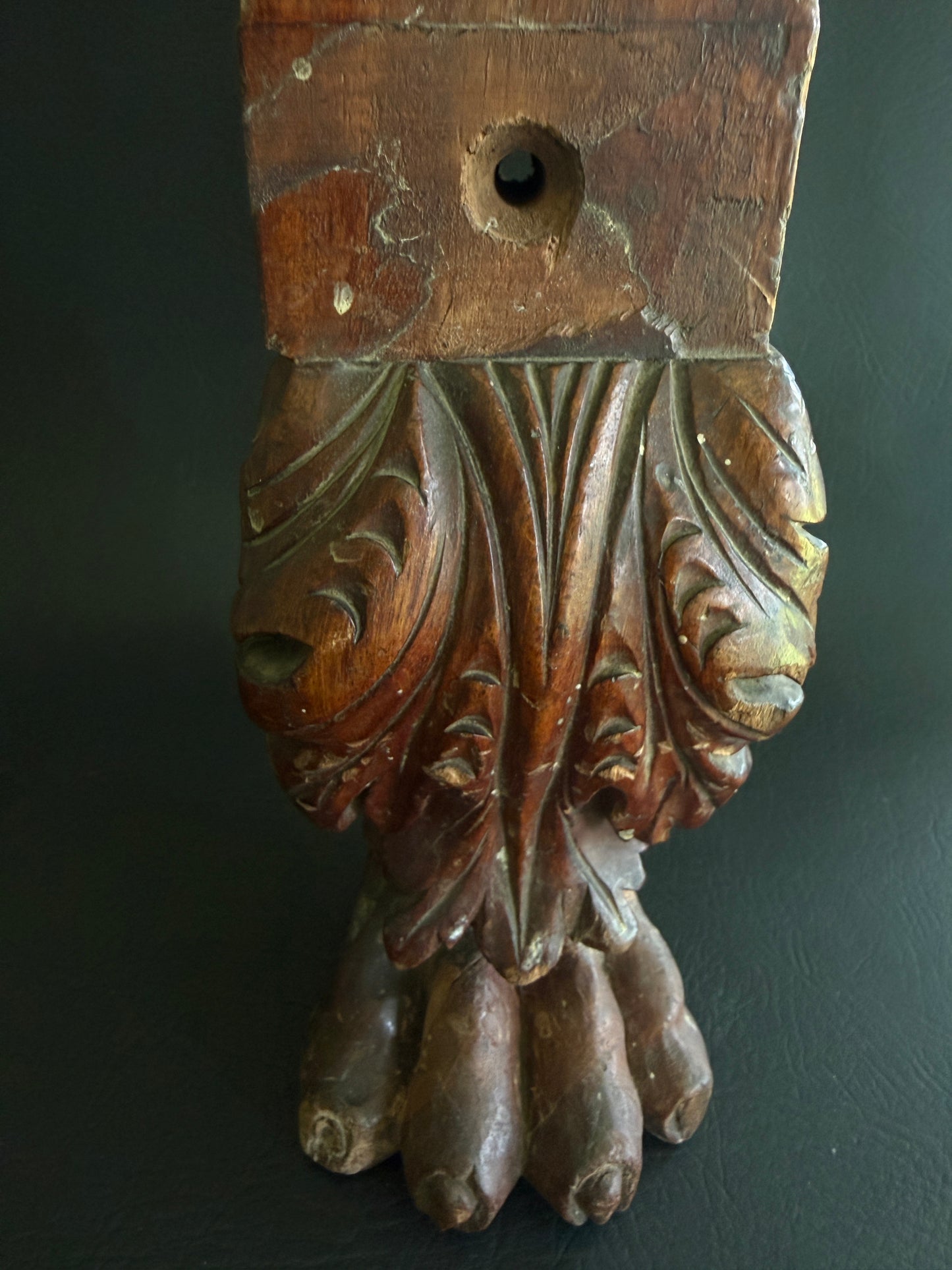 Antique Carved Wooden Lion Paw Furniture Fragment
