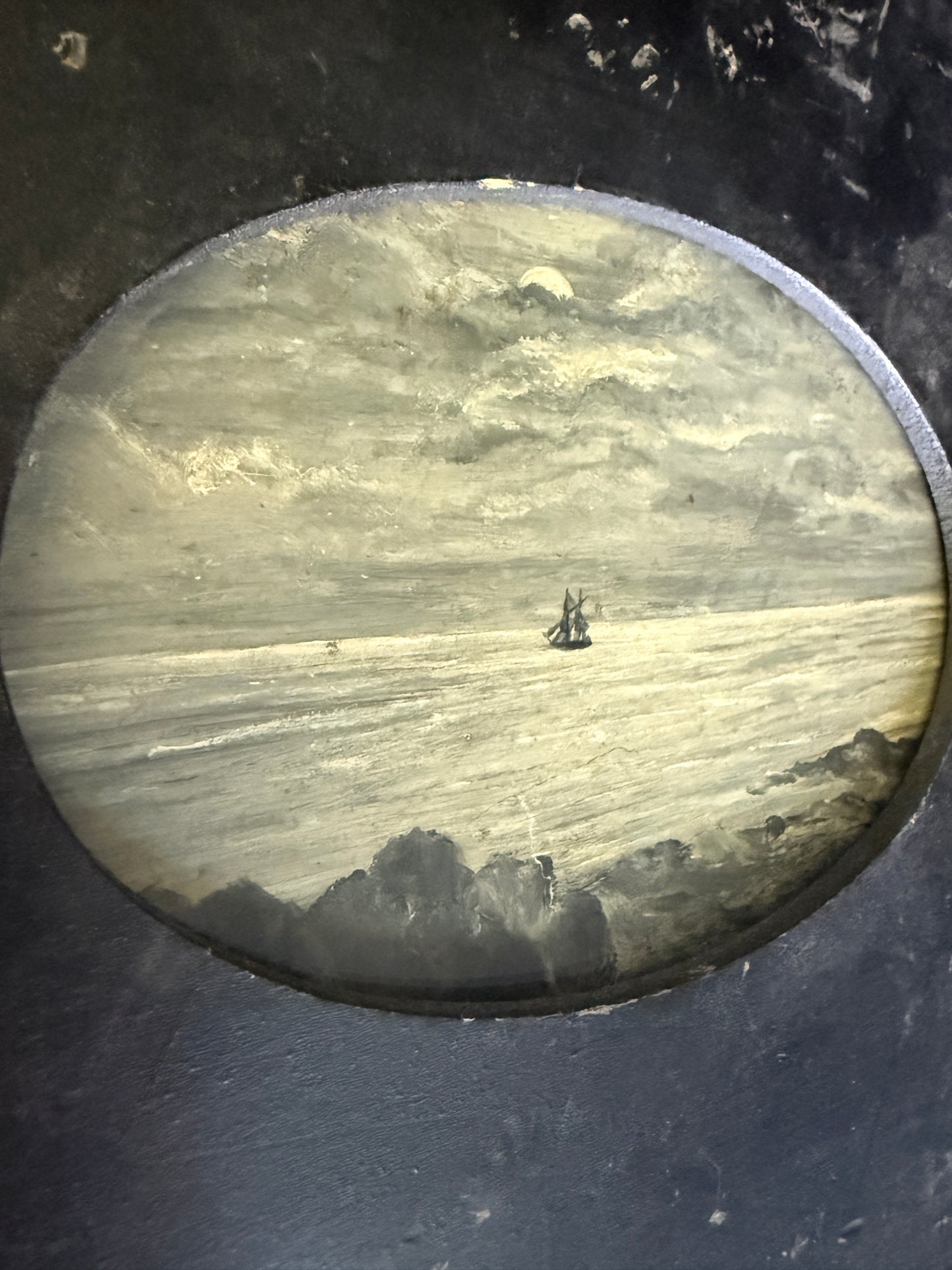 Antique Monochromatic Marine Painting