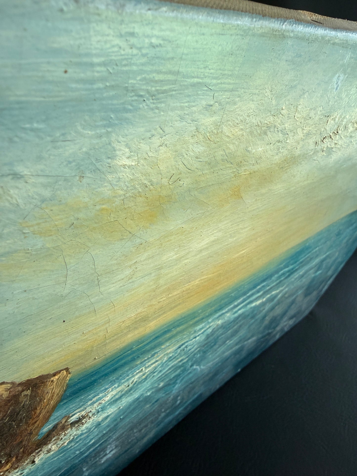 Antique Signed Coastal Seascape Oil on Canvas | 22.5" x 13"
