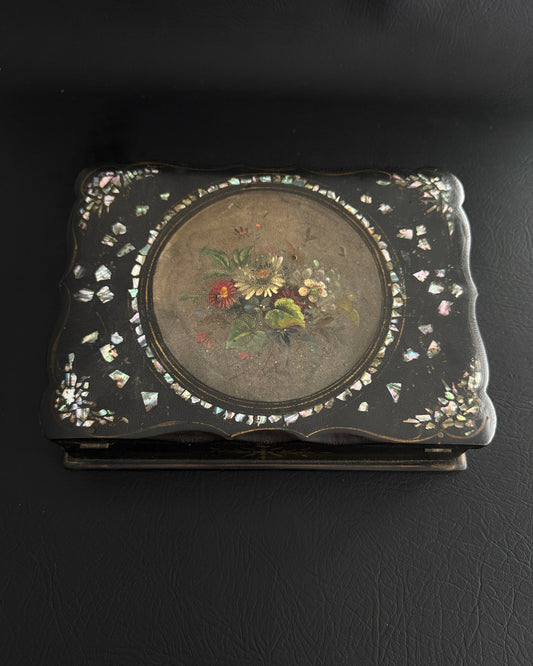 19th Century Papier-Mâché Lap Desk with Mother of Pearl Inlay