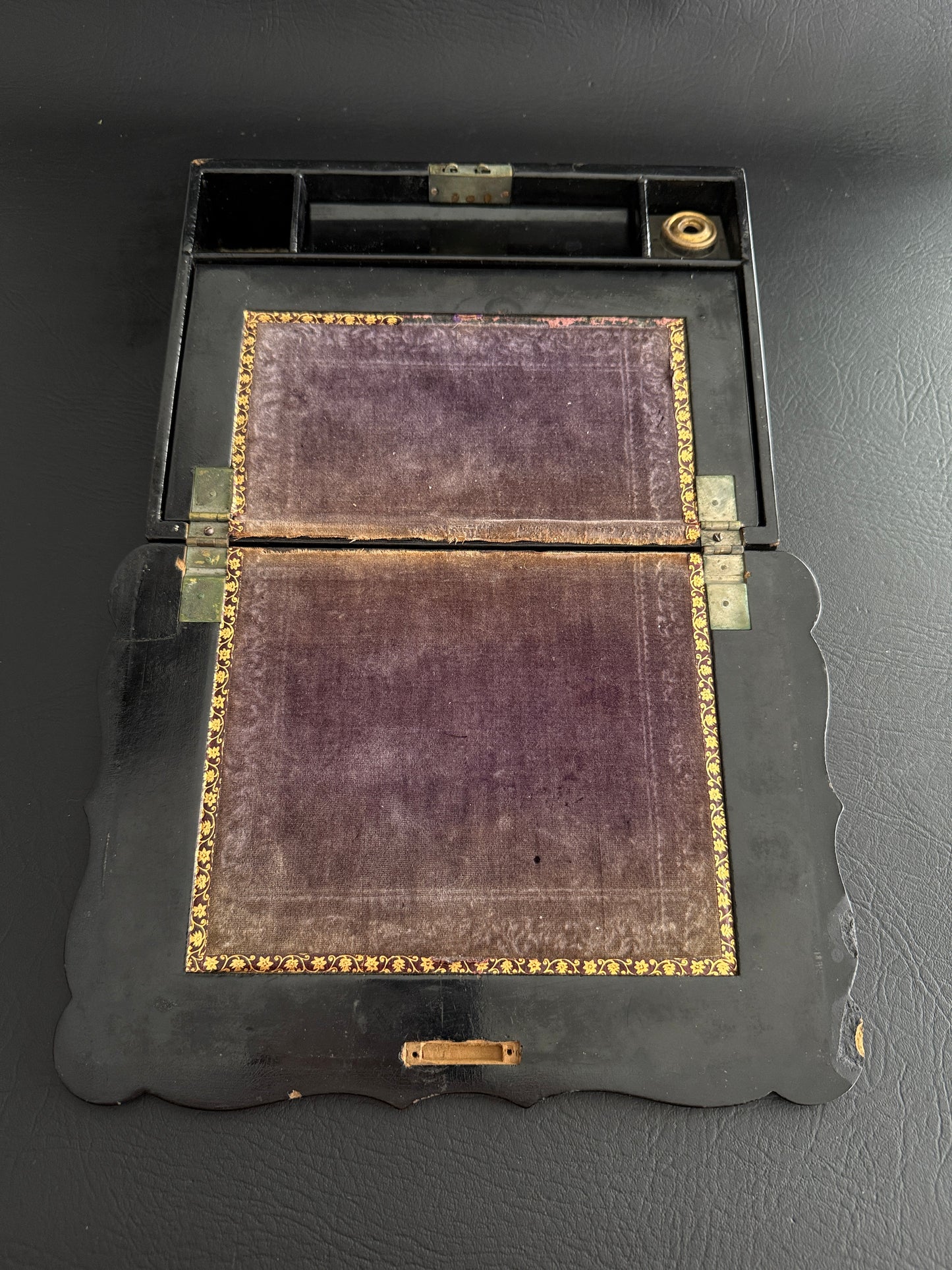 19th Century Papier-Mâché Lap Desk with Mother of Pearl Inlay