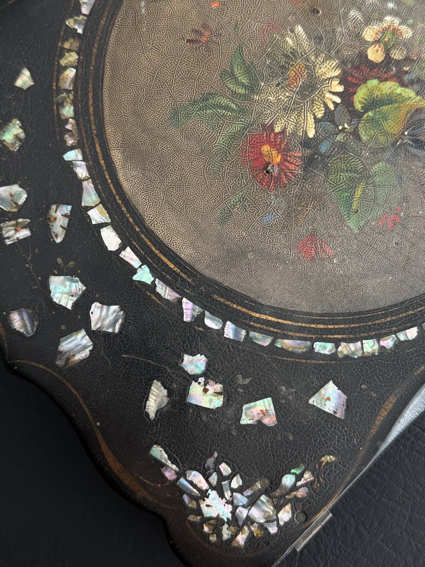 19th Century Papier-Mâché Lap Desk with Mother of Pearl Inlay