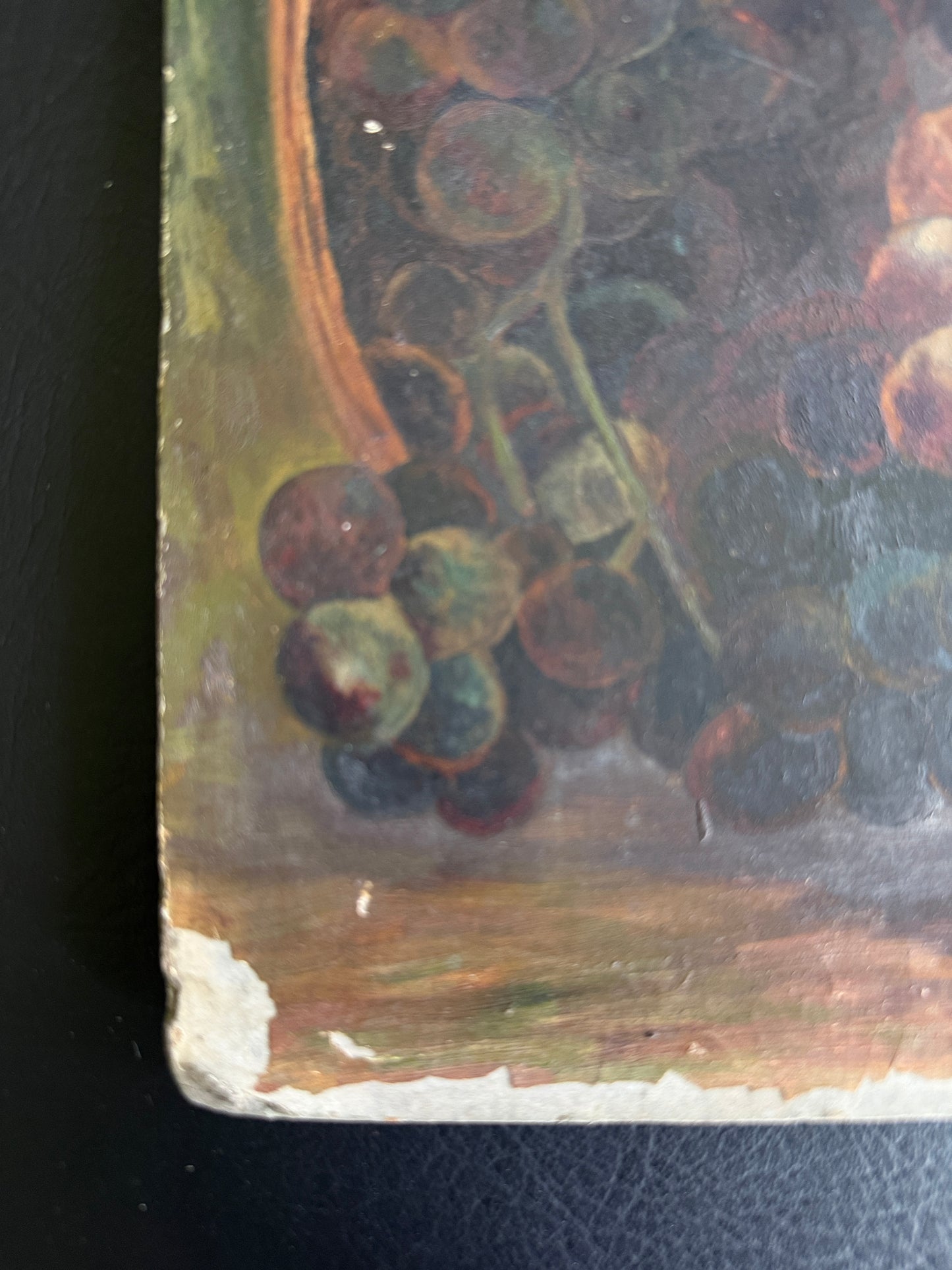 Antique Oil on Academy Board – Grapes in Basket