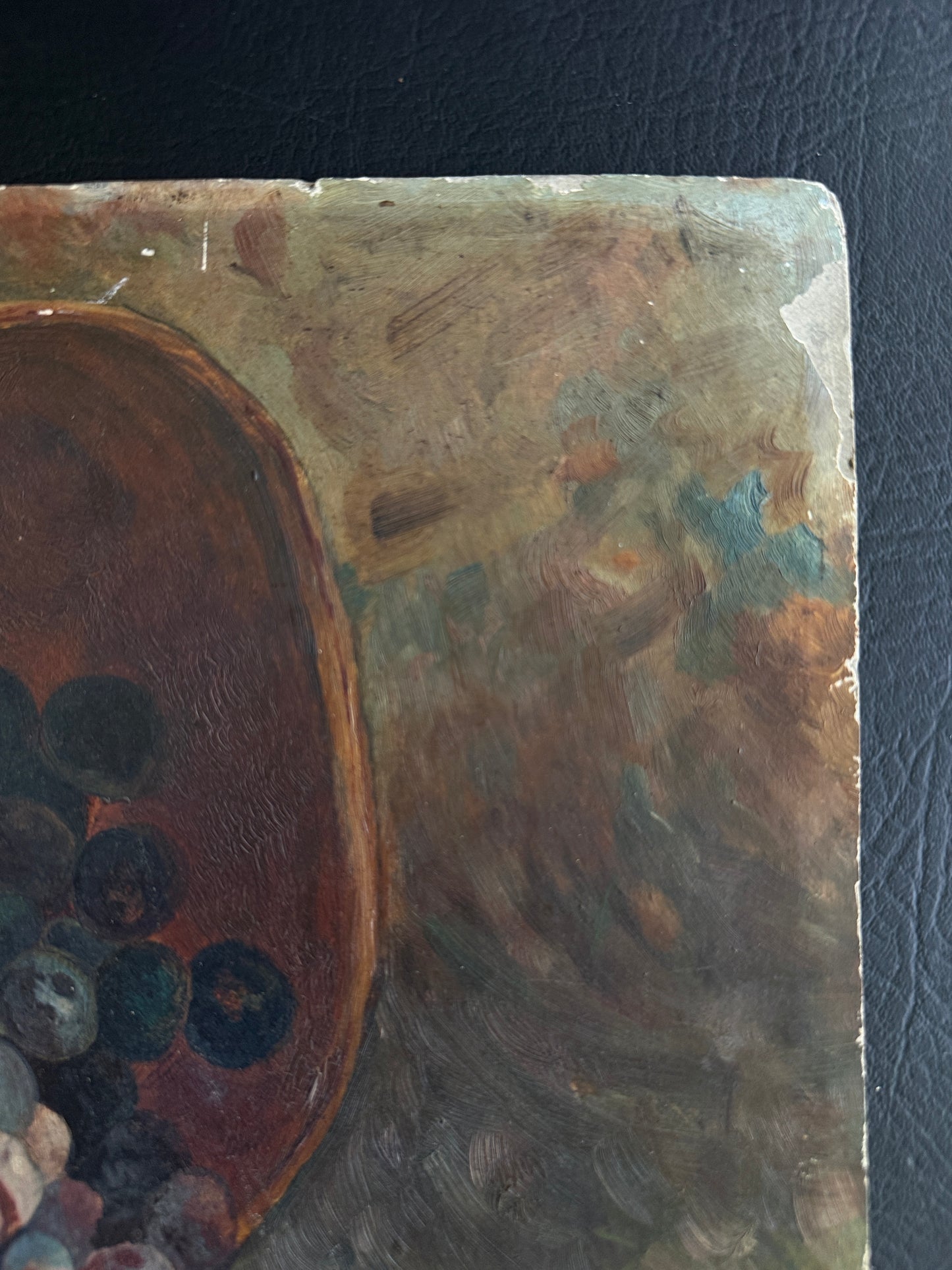 Antique Oil on Academy Board – Grapes in Basket