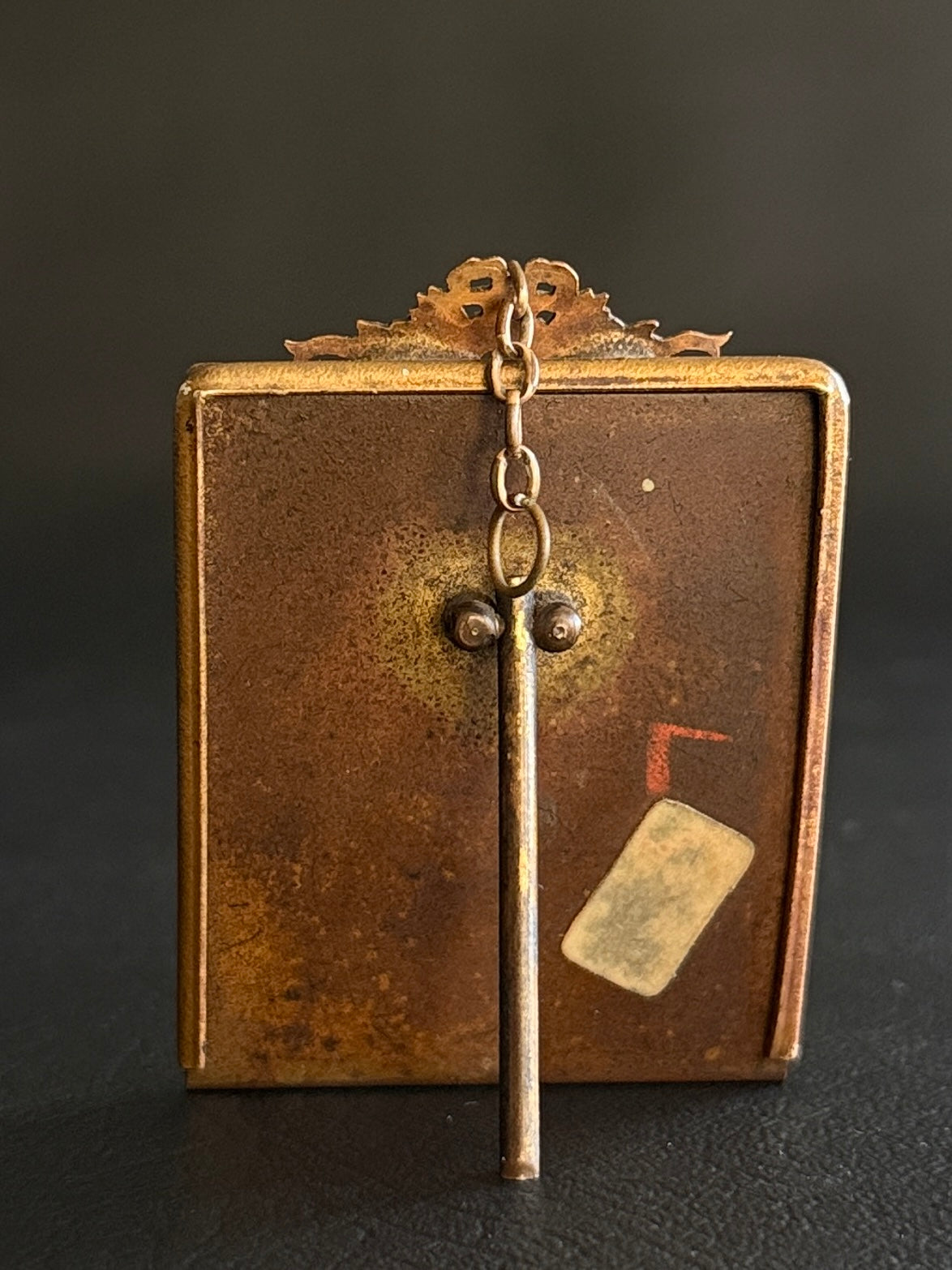 Antique Rectangular Brass Mini Frame with Portrait