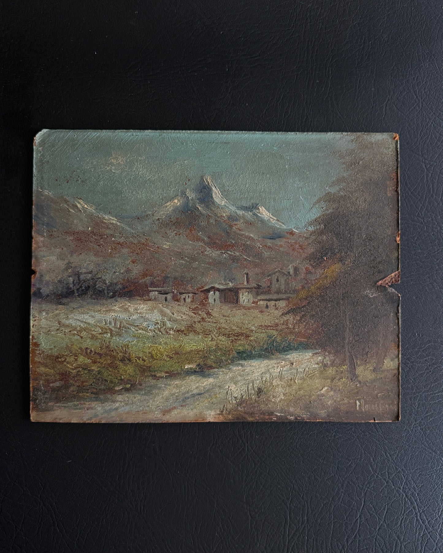 Vintage Oil Landscape Painting on Board