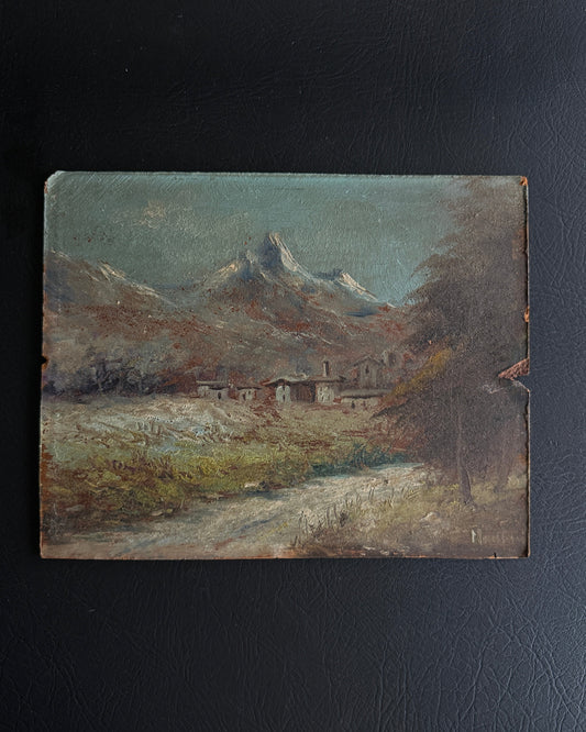 Vintage Oil Landscape Painting on Board
