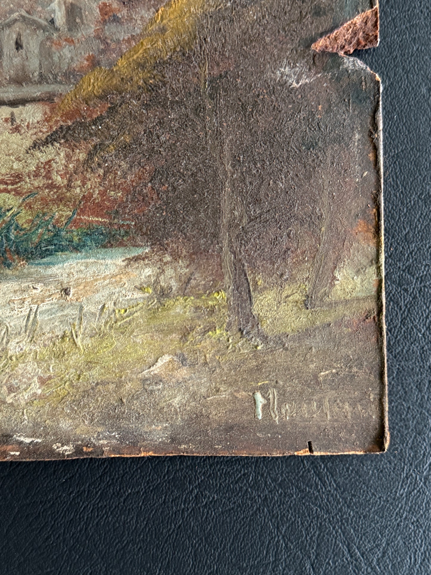 Vintage Oil Landscape Painting on Board