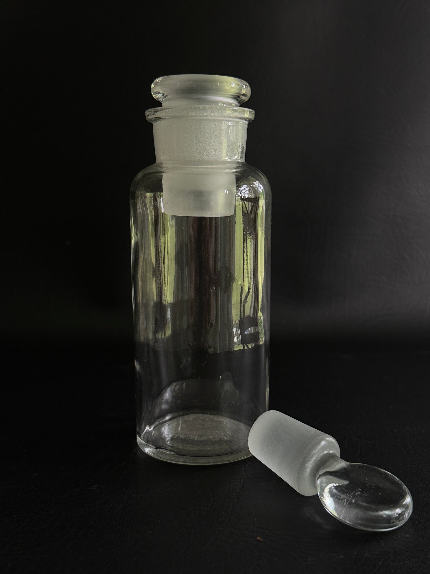 Vintage Glass Apothecary Jar with Ground Glass Stopper