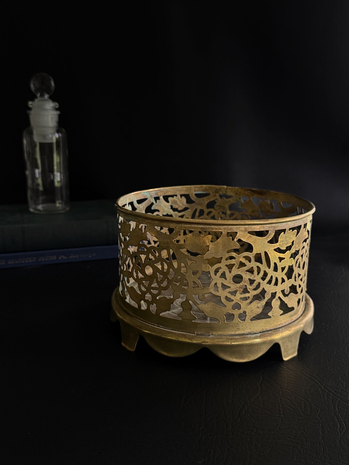 Vintage Pierced Brass Planter Collar