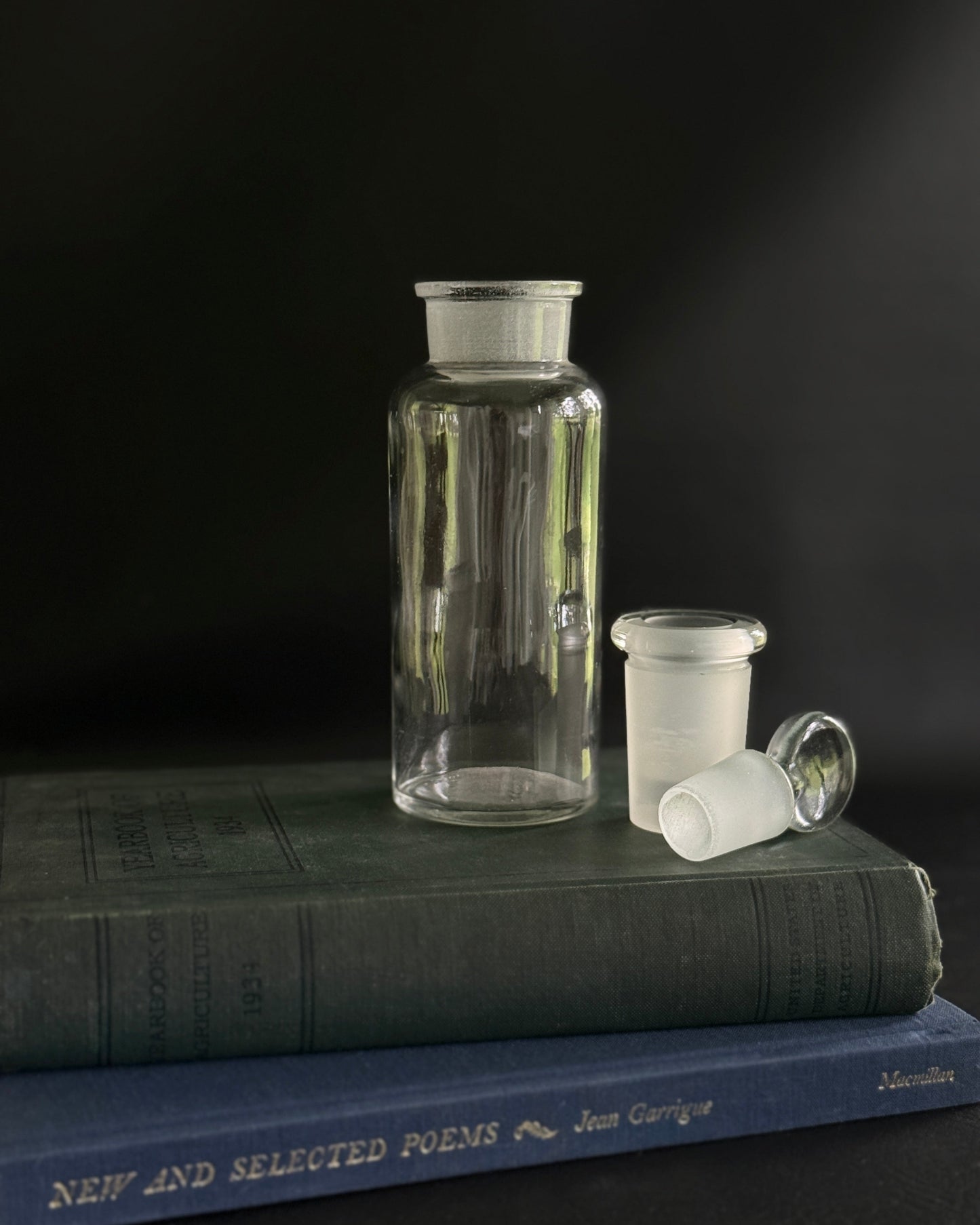 Vintage Glass Apothecary Jar with Ground Glass Stopper