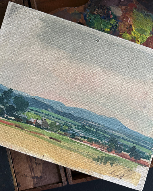 Vintage Landscape Oil Painting on Canvas Board