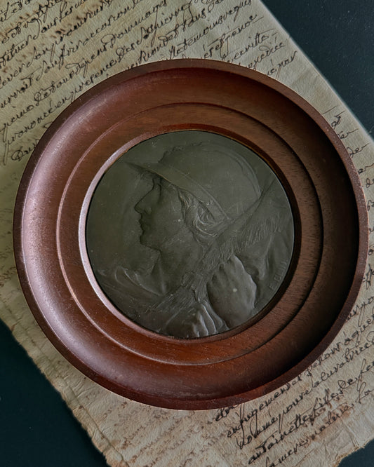 Signed E. Blin classical profile relief medallion