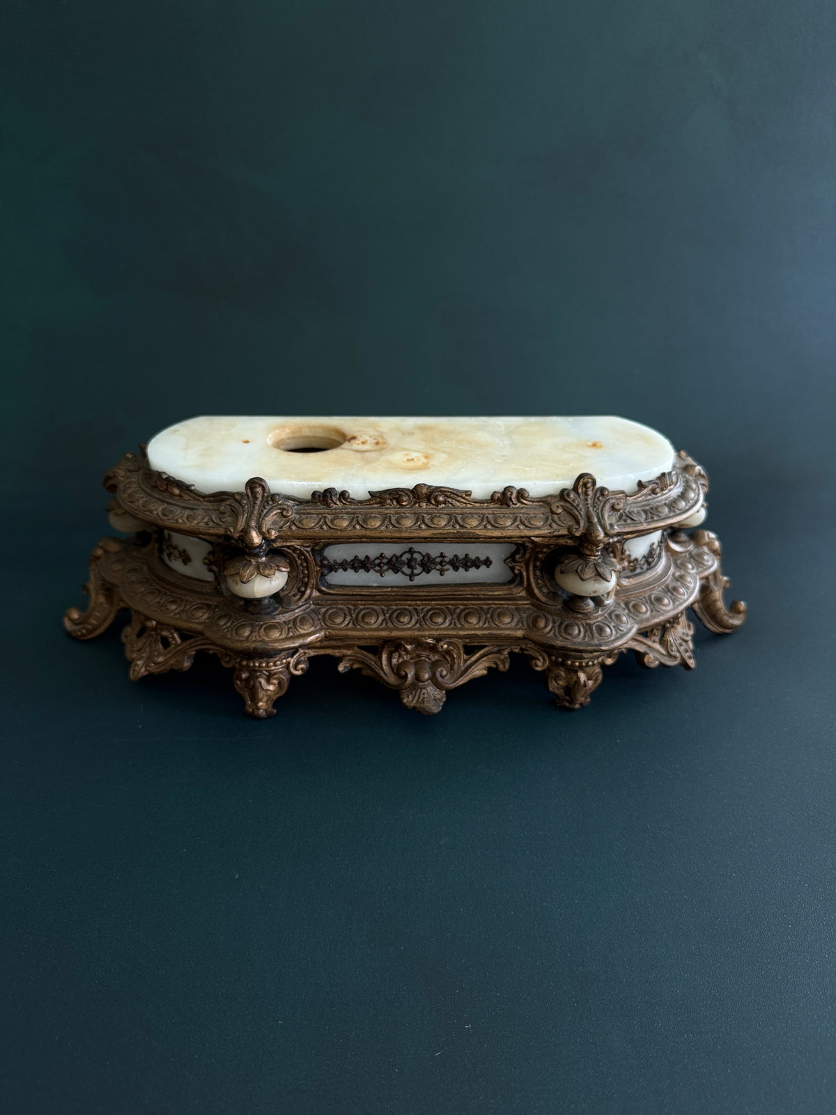 Marble & Cast Metal Clock Base Riser