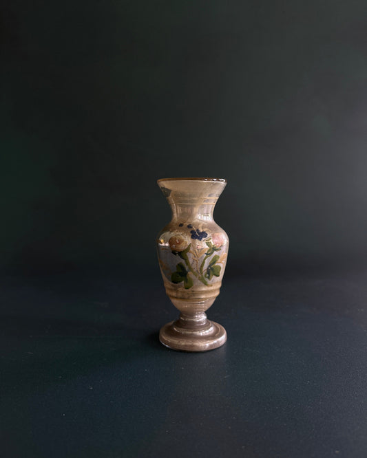 Antique Hand-Painted Mercury Glass Bud Vase