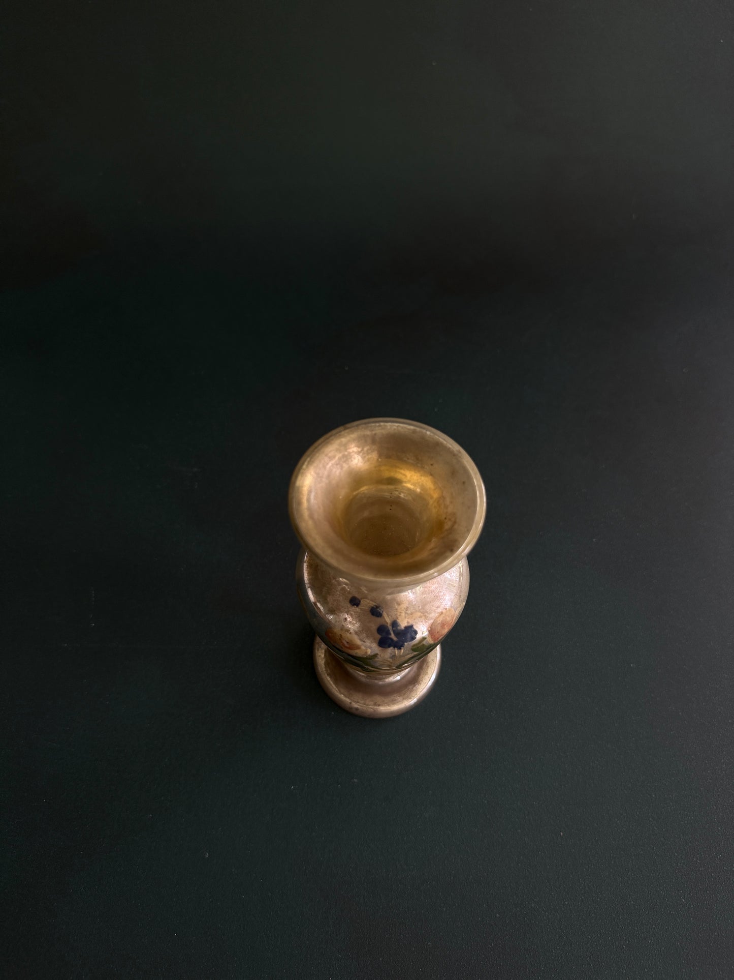 Antique Hand-Painted Mercury Glass Bud Vase