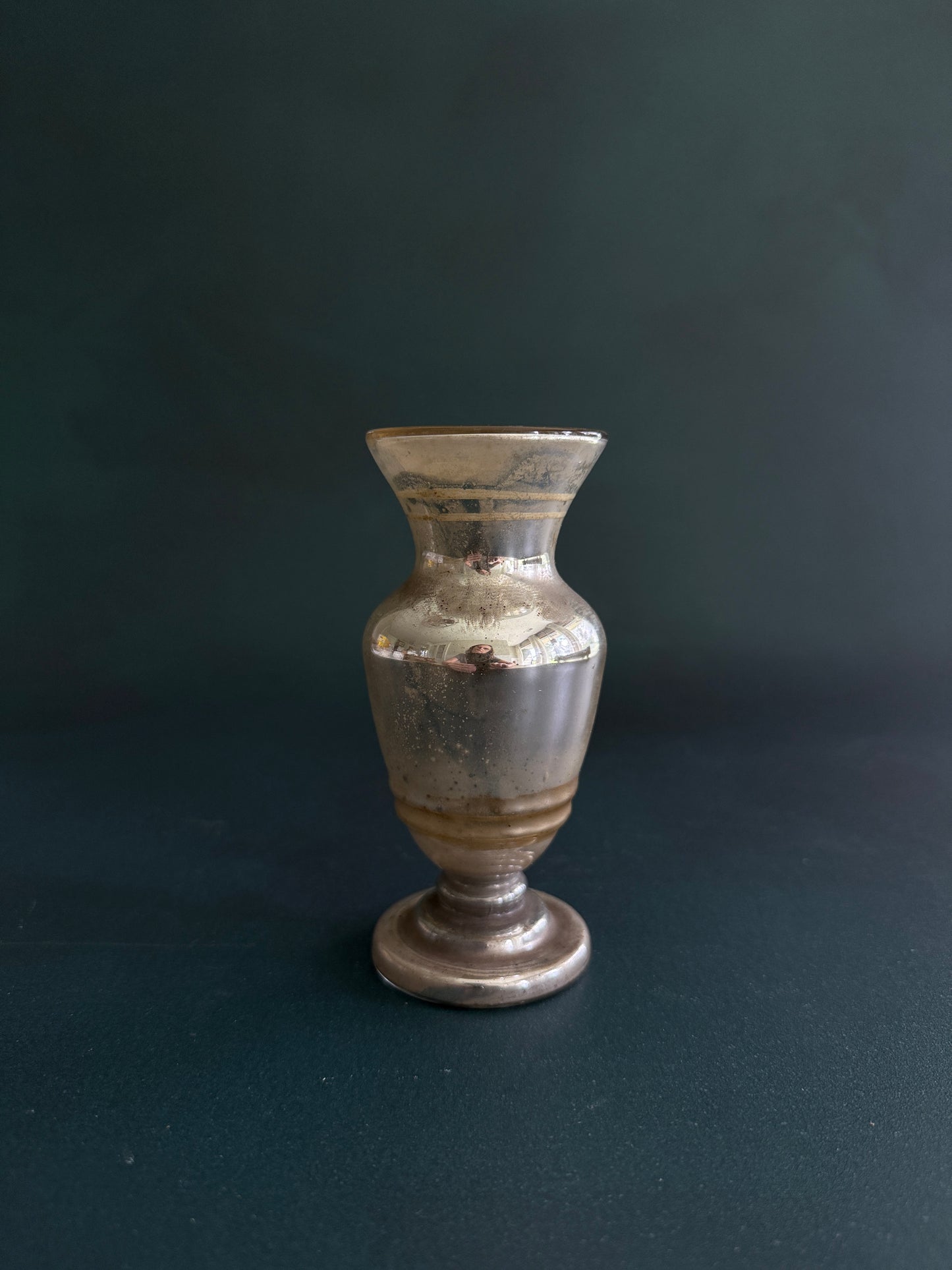 Antique Hand-Painted Mercury Glass Bud Vase