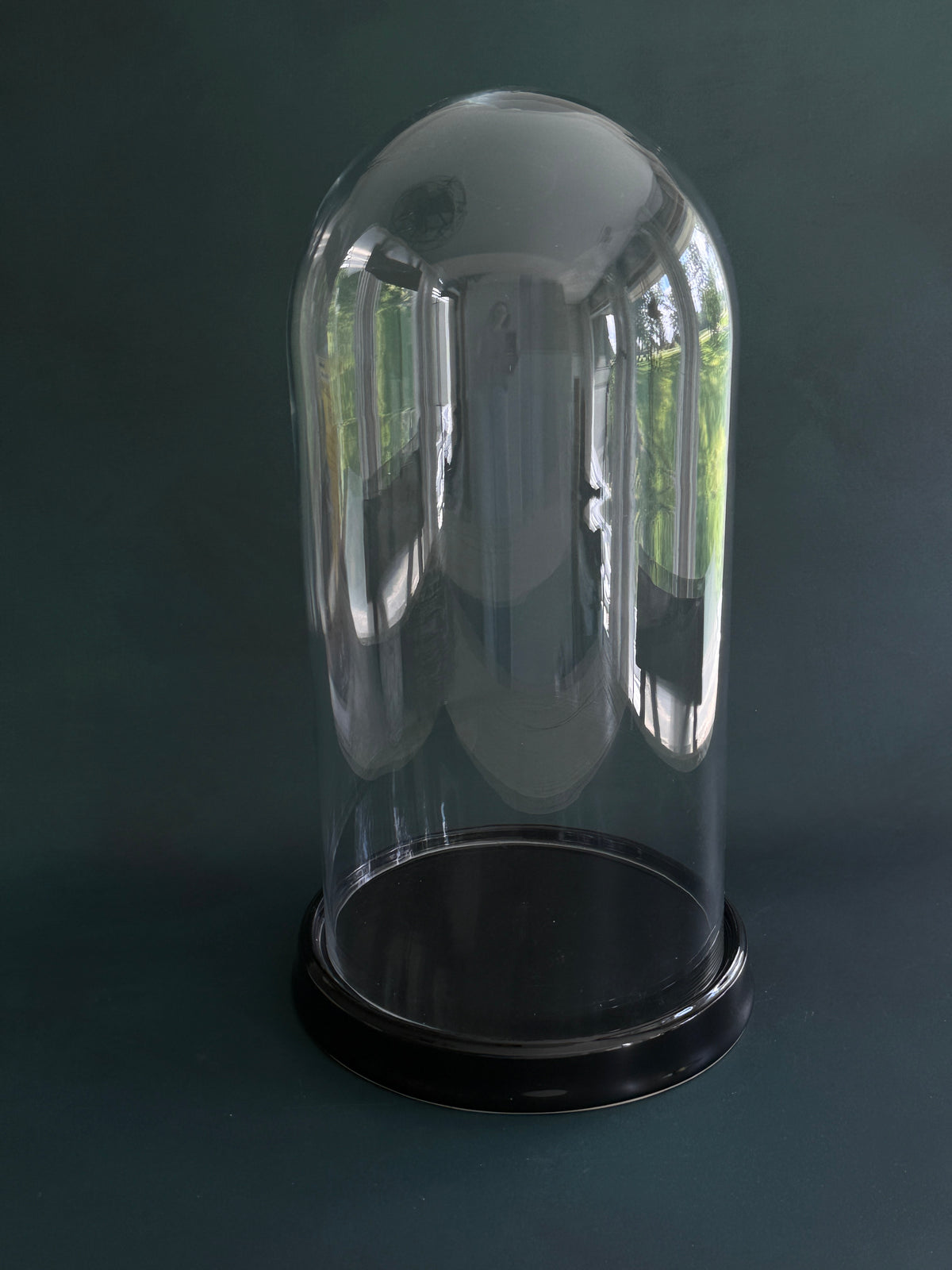 Oversized Glass Cloche with Black Glazed Ceramic Base