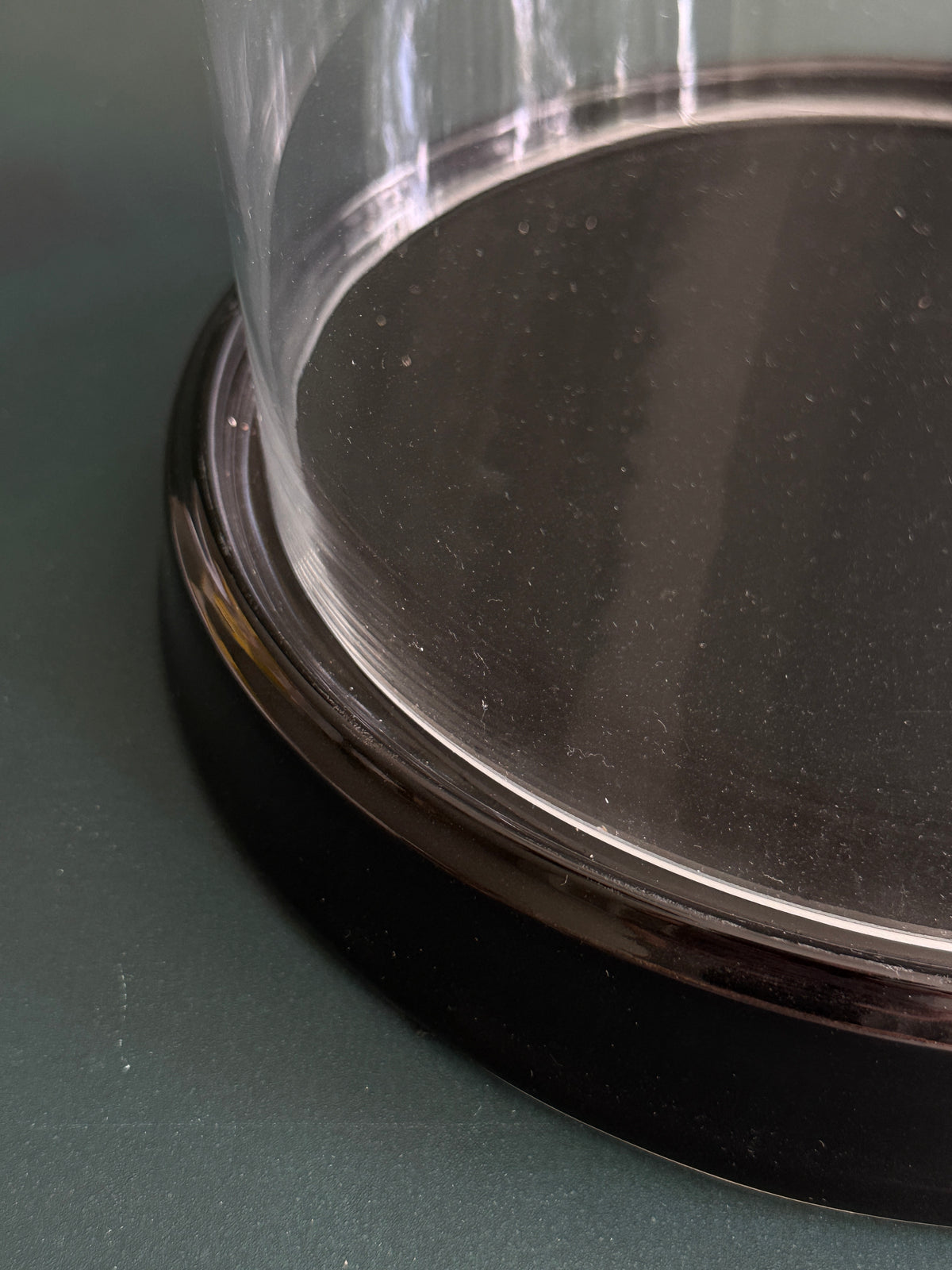 Oversized Glass Cloche with Black Glazed Ceramic Base