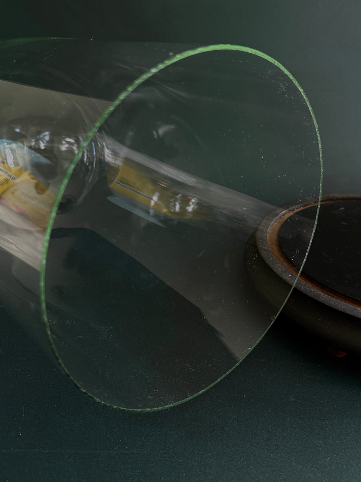 Antique Glass Cloche with Black Wood Display Base