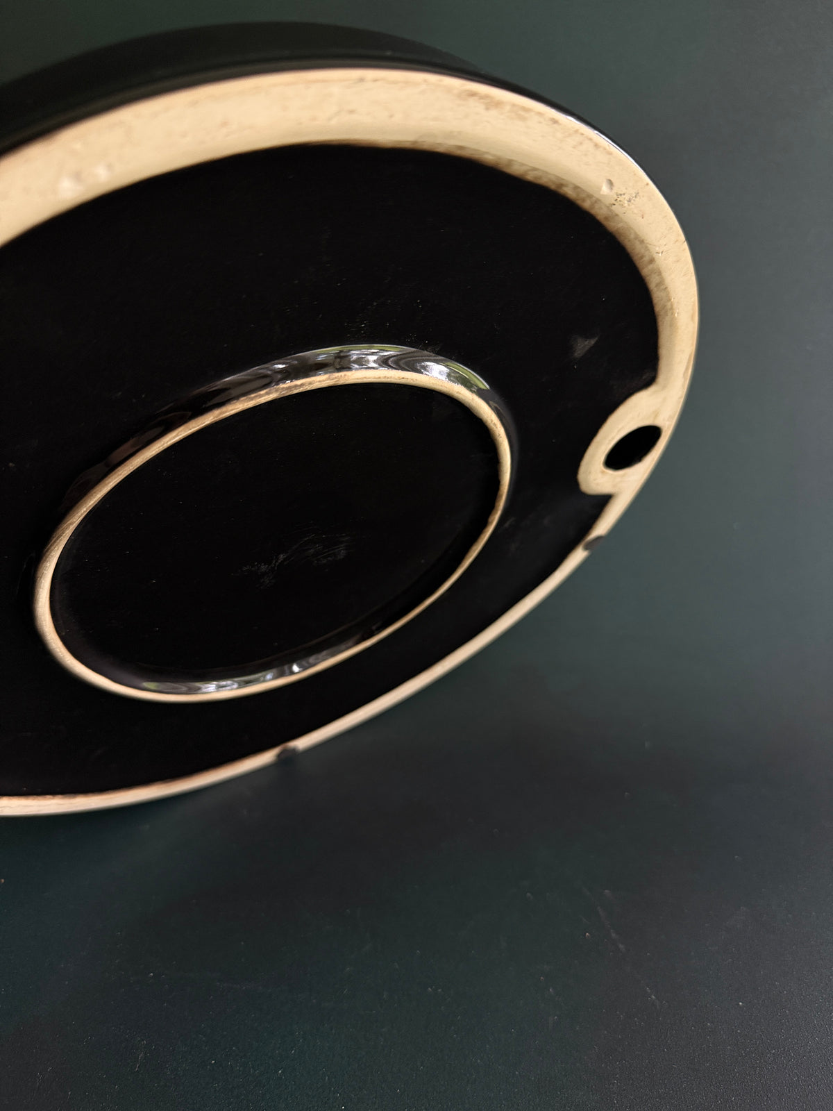 Oversized Glass Cloche with Black Glazed Ceramic Base
