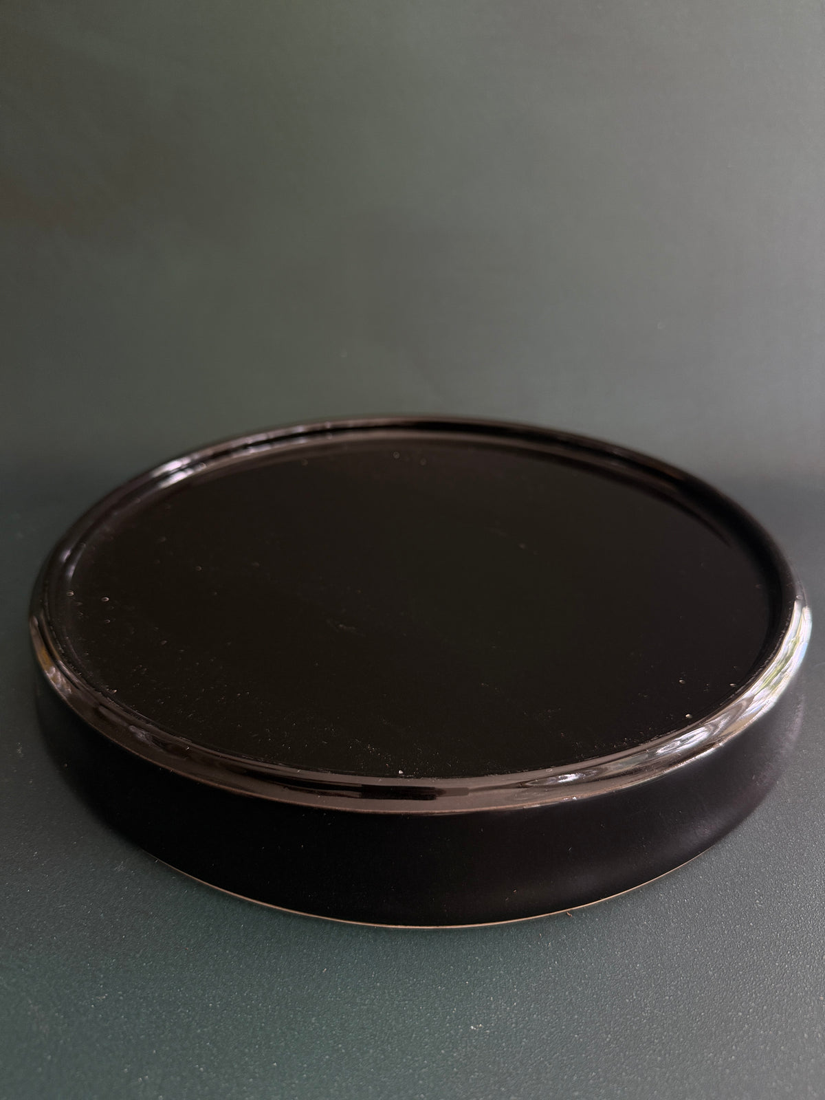 Oversized Glass Cloche with Black Glazed Ceramic Base